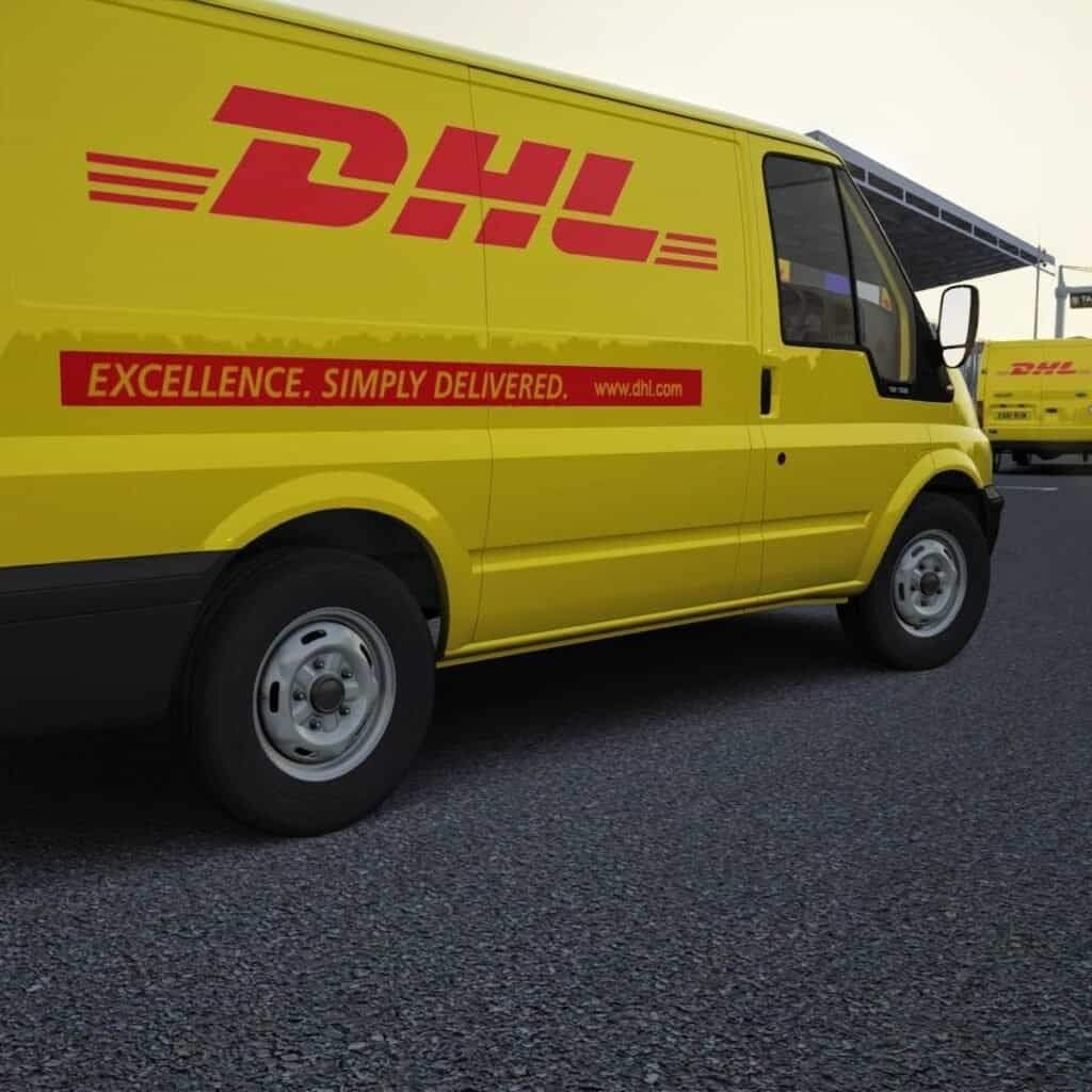 Pronájem závodního simulátoru v EU pro sponzora DHL Závodní simulátor sponzorské akce