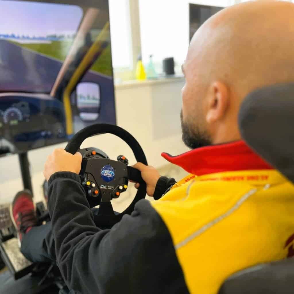 RoarFun clients. DHL van VR simulator on F1 racing track